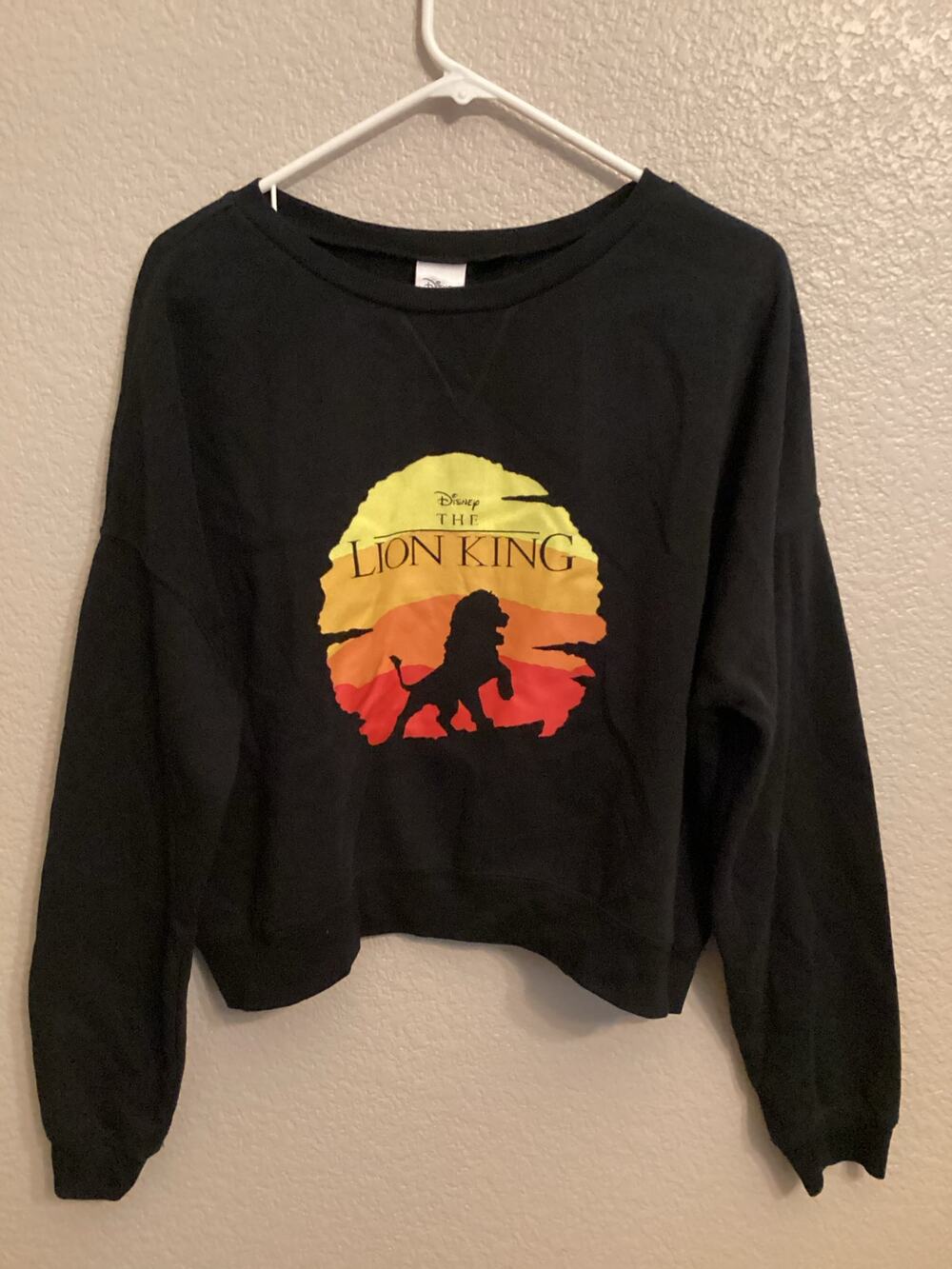 Disney Lion King Simba Black Cropped Long Sleeve Sweatshirt XL